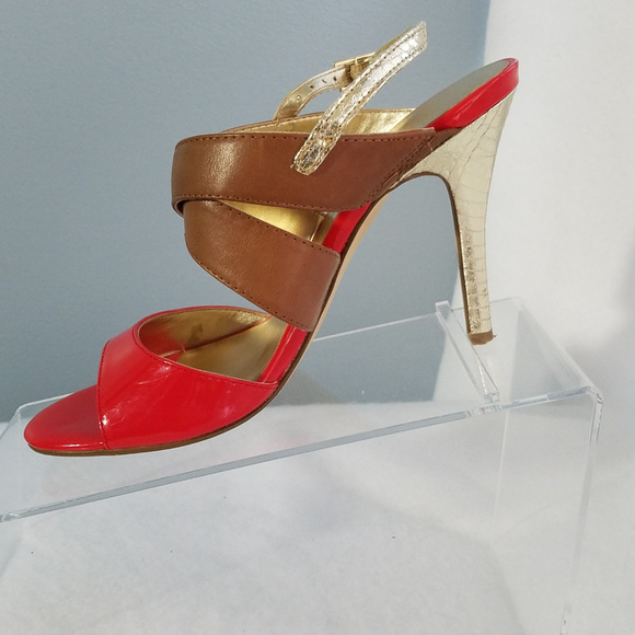 Audrey Brooke Shoes - Audrey Brooke Abmary3- Sz 6M- Red/Brown/Gold Sanda